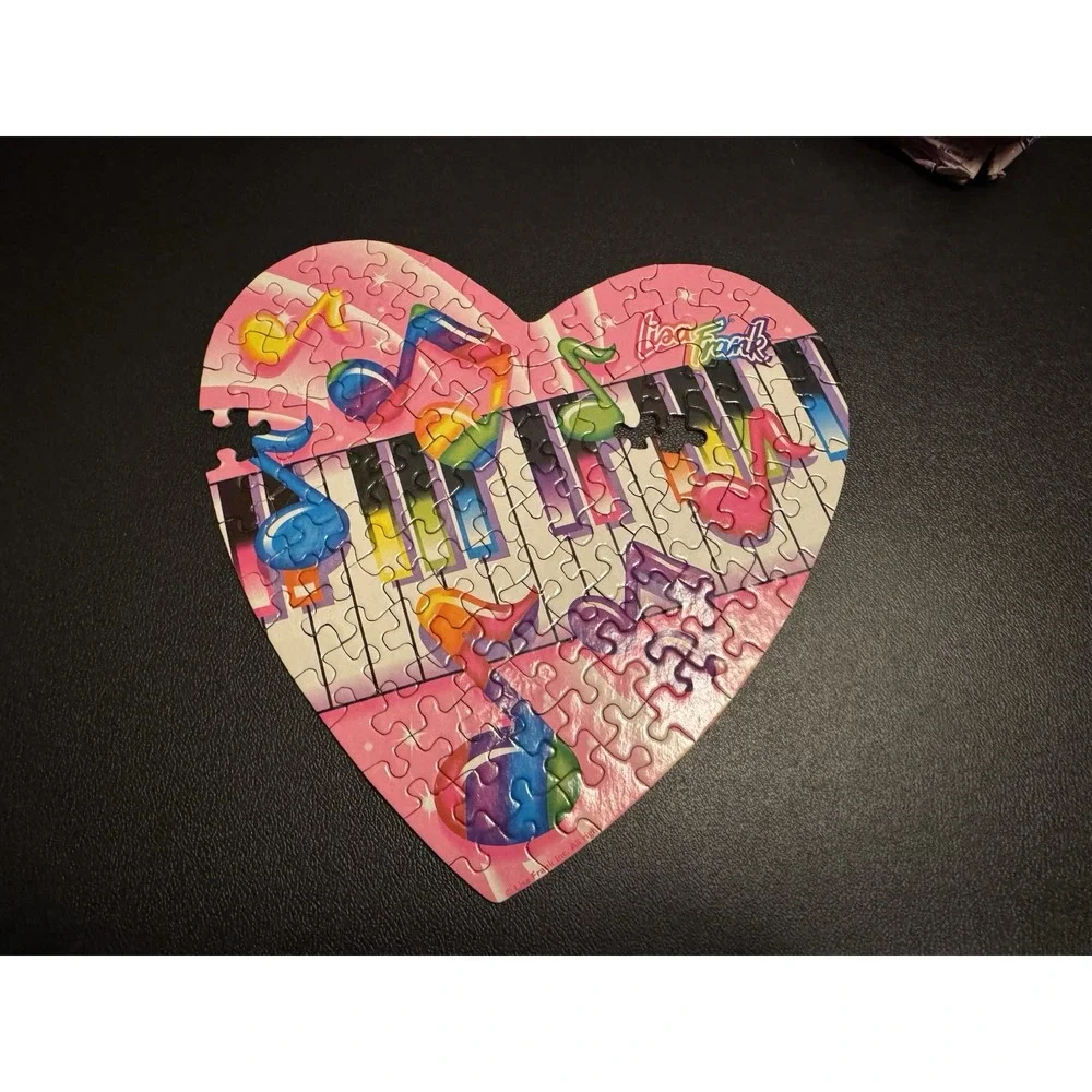 2x Lisa Frank Heart Shaped Puzzle Rose Art 1992 Vintage Piano - Missing Pieces